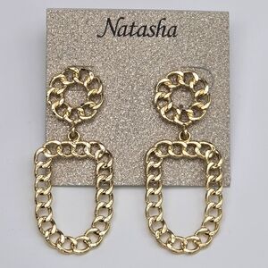 Natasha Couture Gold Chain Link Earrings